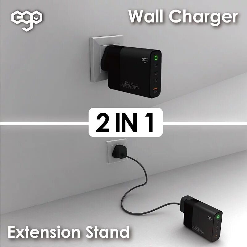 Ego - 150W Mighty GaN 4USB charger A1904-4|Charger plug-in socket|Quick Fork Fire Bull|Travel charger