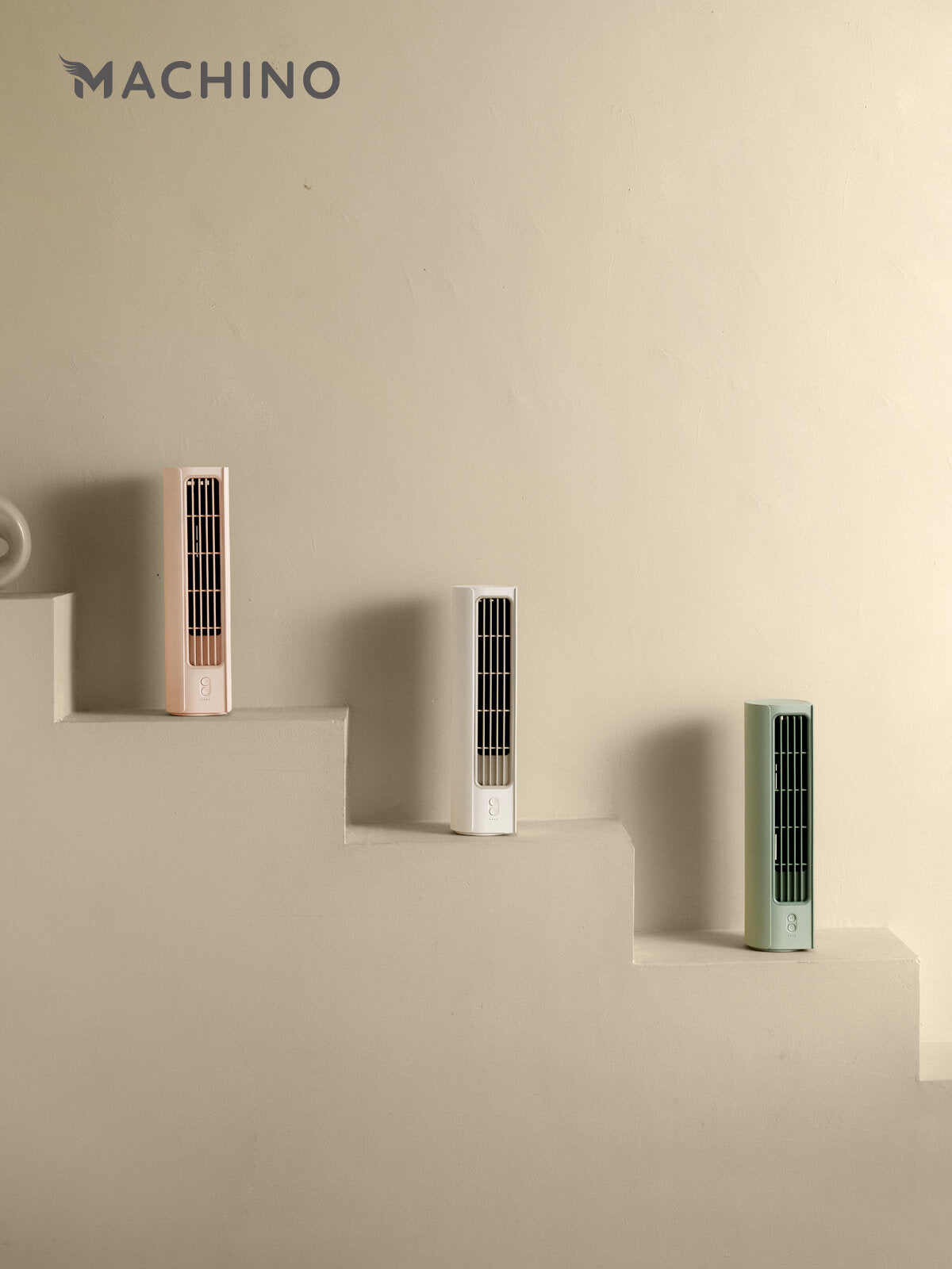 Machino - M8 negative ion wireless desk fan | Portable | Air purification | Shaking head fan - Beige