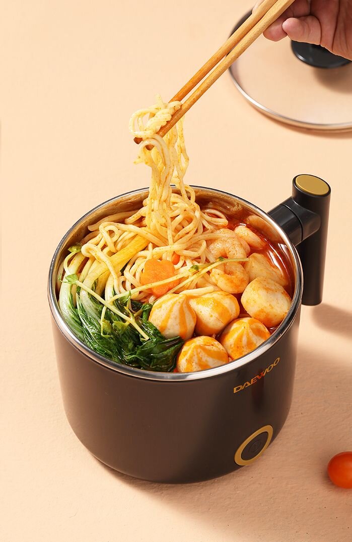 DAEWOO - Double-layer electric cooking pot|Steaming on top and cooking on the bottom|Electric hot pot|Hot pot|One person pot|Fireless cooking DYZM-1266