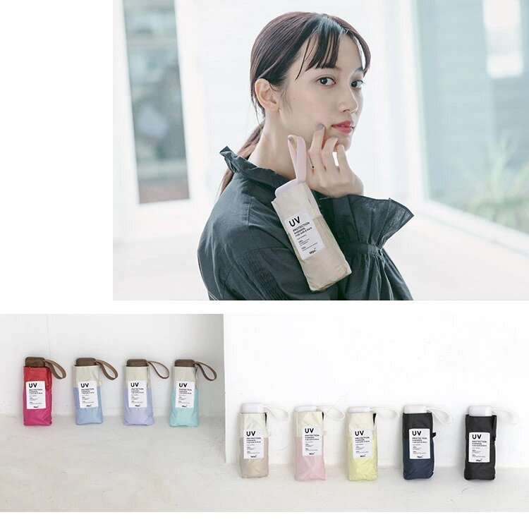 WPC - PATCHED TINY Mini foldable umbrella for both rain and shine (801-6423)|WPC|Super lightweight|Shrinkable umbrella|Anti-UV|UV protection|Sun protection - Yellow