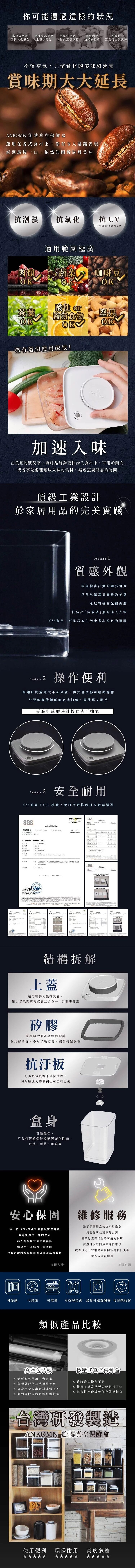 Ankomn - Turn-N-Seal 旋轉真空保鮮盒|真空儲存|咖啡豆保存|真空罐 600mL (0.6L)