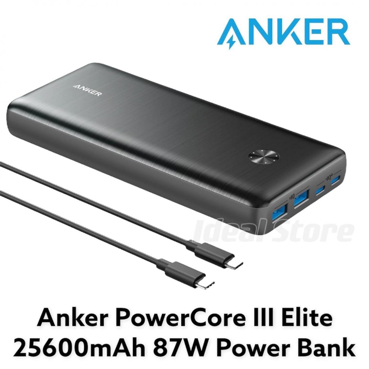 Anker - PowerCore III Elite 26K 87W 4-output power bank A1291|25600mAh|747 Power Bank|Flow battery|Urine bag