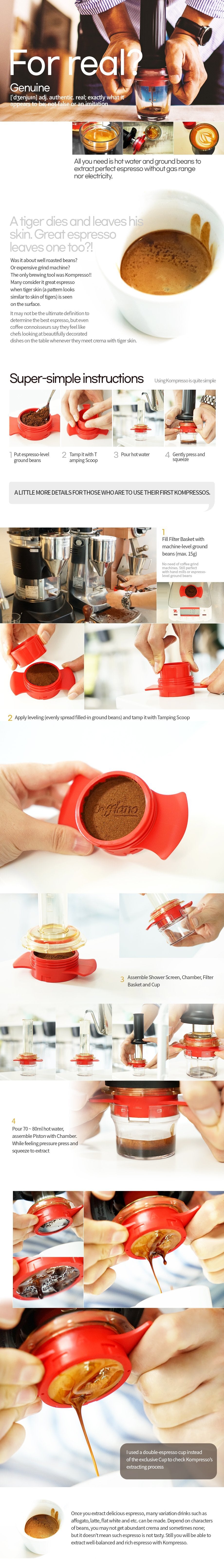 Cafflano - Kompresso portable espresso machine|Manual espresso|Hand-pressed coffee|Extraction