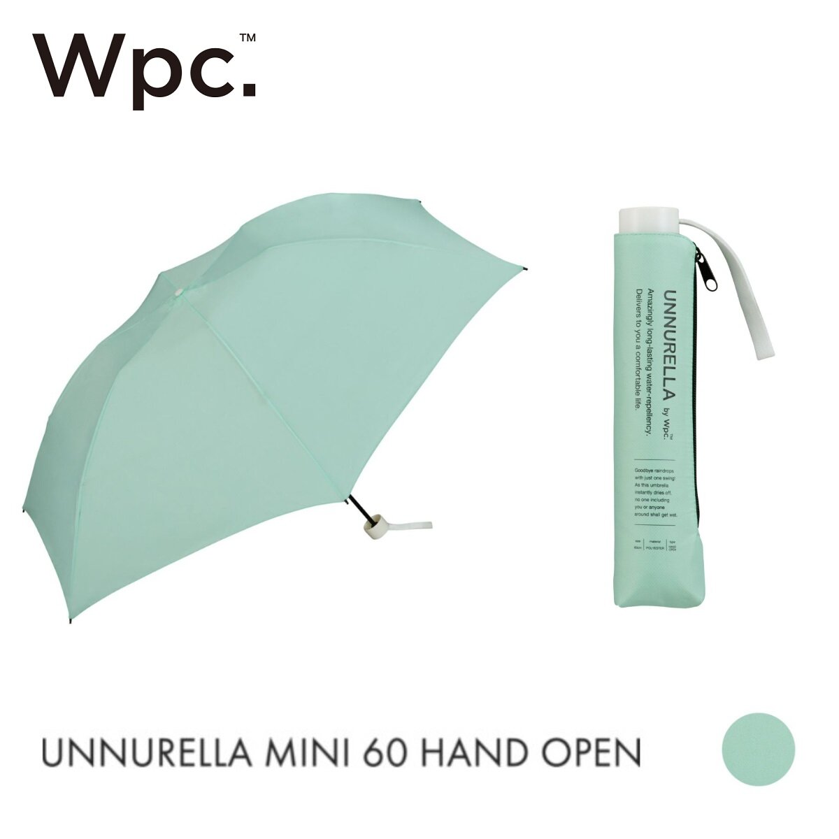 WPC - UNNURELLA MINI 60 Super Waterproof Folding Umbrella UN002|Used in both rain and shine|Sun protection|Sunshade|Retractable umbrella - mint green
