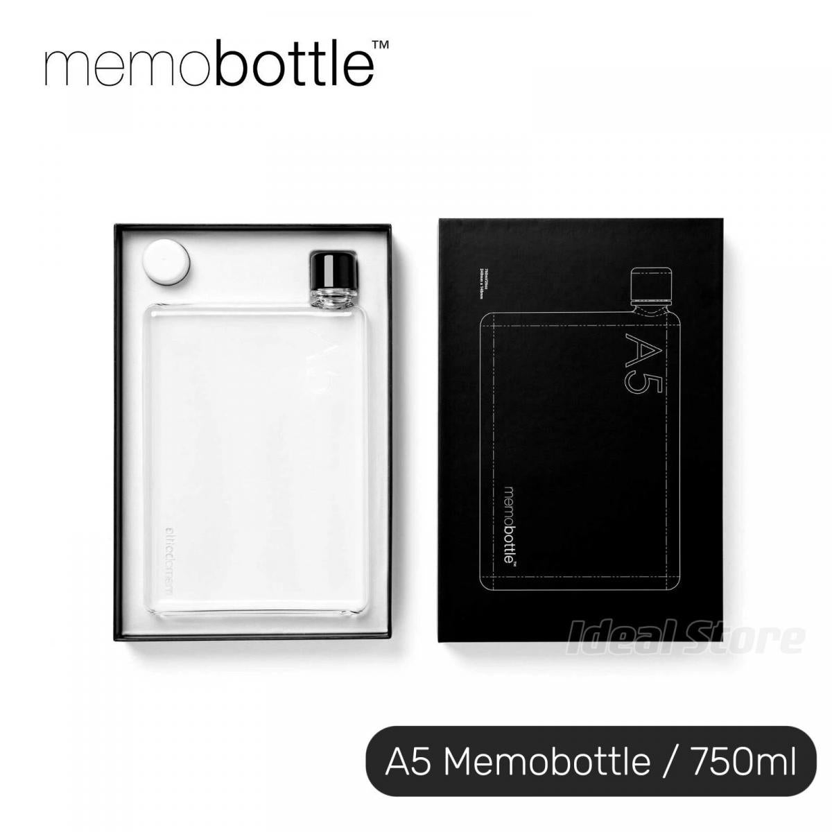 Memobottle - A5 memobottle ultra-thin environmentally friendly water bottle|750ml|25oz|glue bottle|flat water bottle|kettle|BPA-free|convenient storage