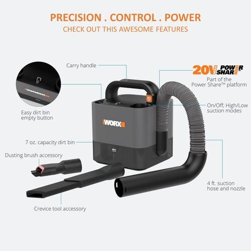 WORX - WX035 lithium battery brushless vacuum cleaner set (equipped with long flat nozzle, brush nozzle, extension pole, vacuum plate)