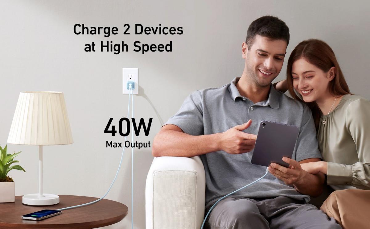 Anker - 521 Charger (Nano Pro) Dual PD Wall Plug Charger A2038|40W|Charger|Plug Su|Quick Fork Fire Bull
