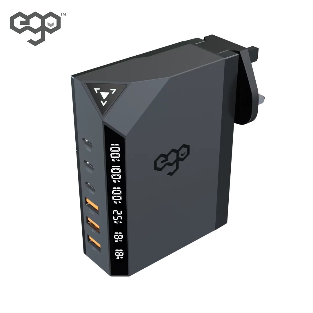 Ego - EXINNO 120W 即時輸出顯示 6洞USB充電器 EX120|充電器插蘇|快叉火牛|PD|PPS|QC5+