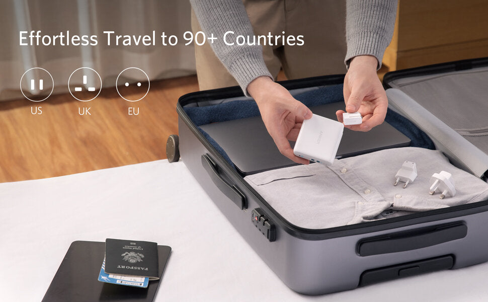 Anker - PowerPort III 3-Port 65W Travel Charger|Charger Plug|Quick Fork Fire Bull A2033