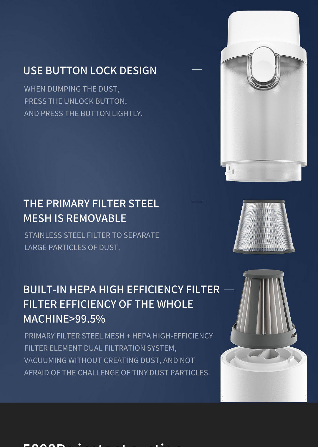 Lydsto - H2 Handy Cordless Vacuum Cleaner|Handheld Vacuum Cleaner|16000Pa|Small|Car Vacuum Cleaner