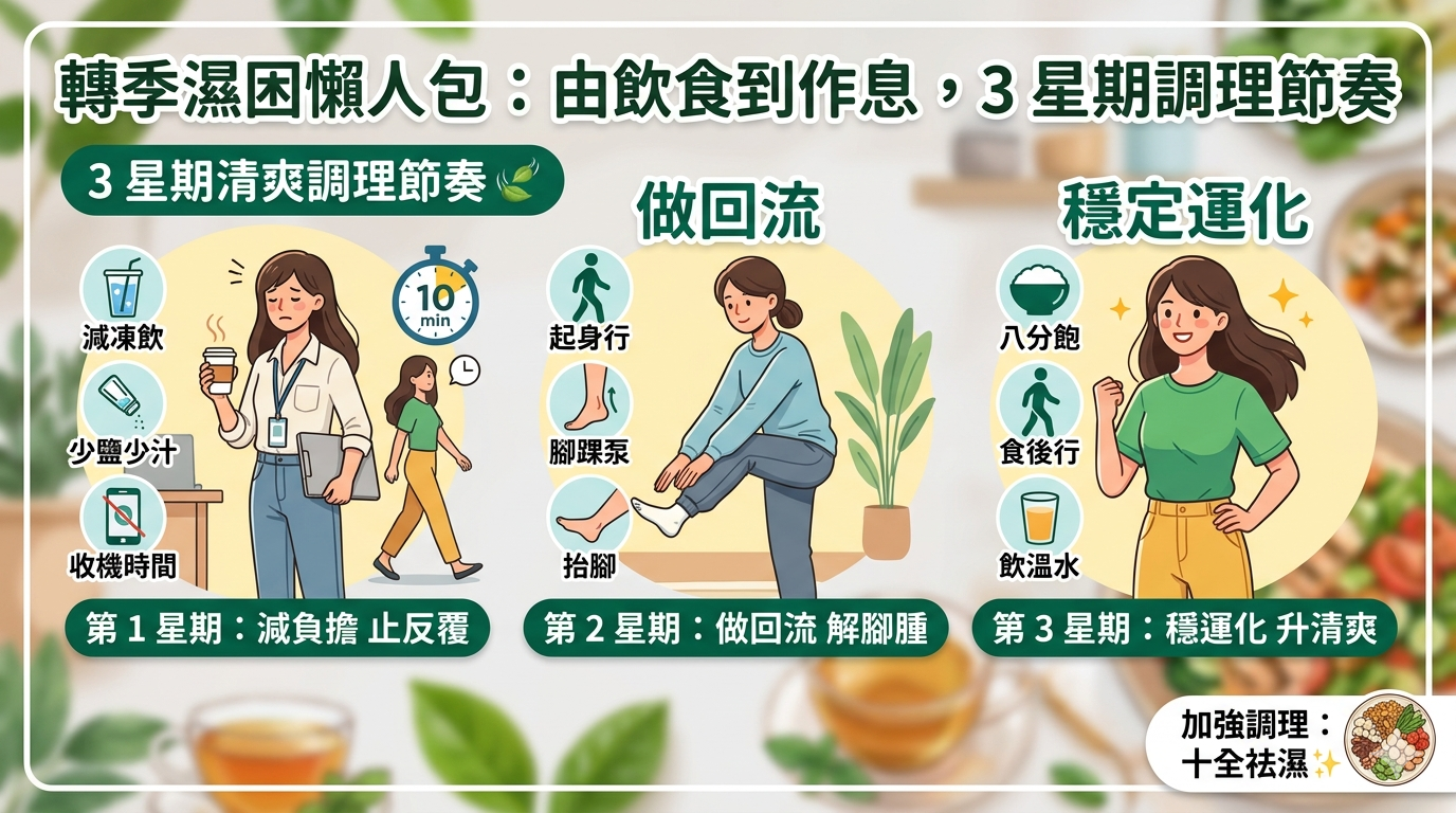 轉季濕困懶人包：由飲食到作息，3 星期調理節奏 🍃