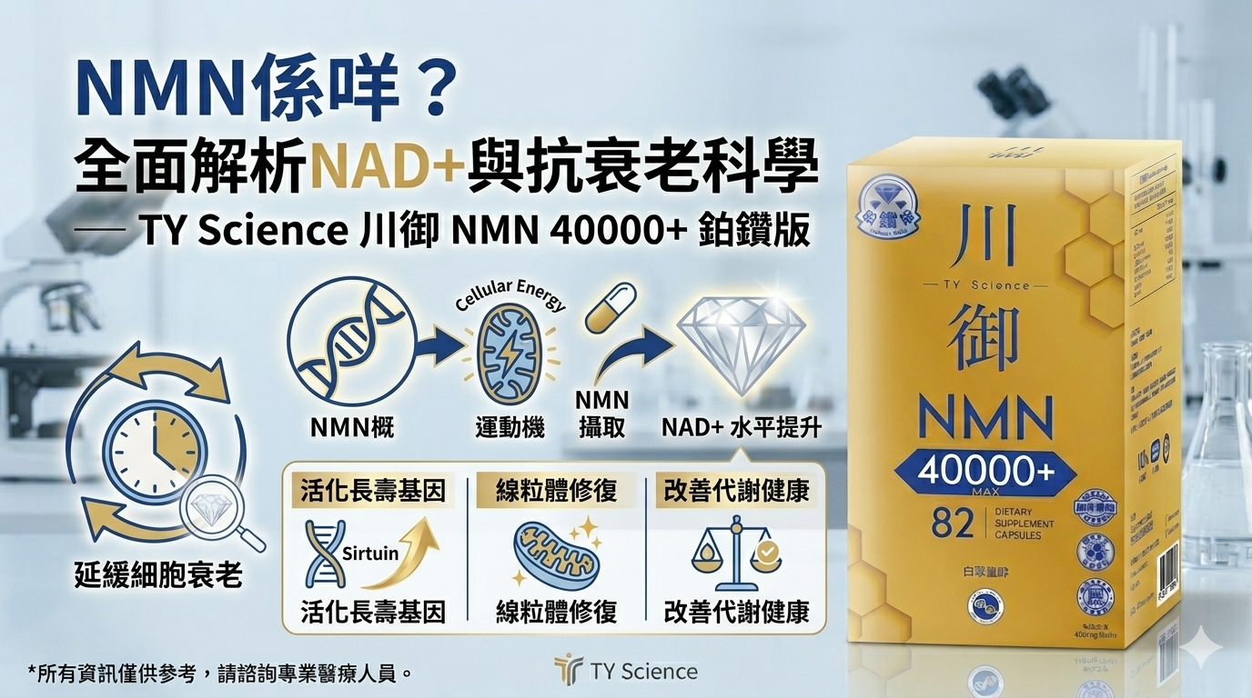 NMN係咩？全面解析NAD+與抗衰老科學 — TY Science 川御 NMN40000+ 鉑鑽版