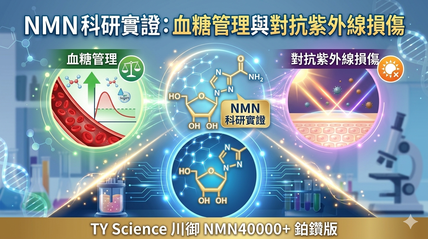 NMN與血糖管理及對抗紫外線損傷：你不知道的科學實證 — TY Science 川御 NMN40000+ 鉑鑽版
