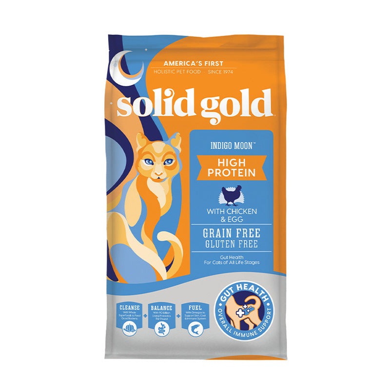 Solid Gold 素力高無穀物抗敏高蛋白雞肉貓糧 (12磅) 全貓糧 #橙藍 #平行進口