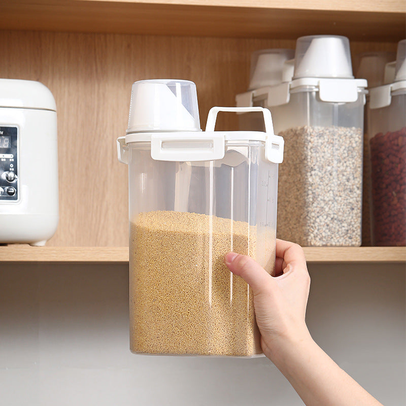 廚房收納透明五穀雜糧防潮密封罐 (灰色 / 2.5L) 塑料收納盒 儲物罐米桶 五穀雜糧罐