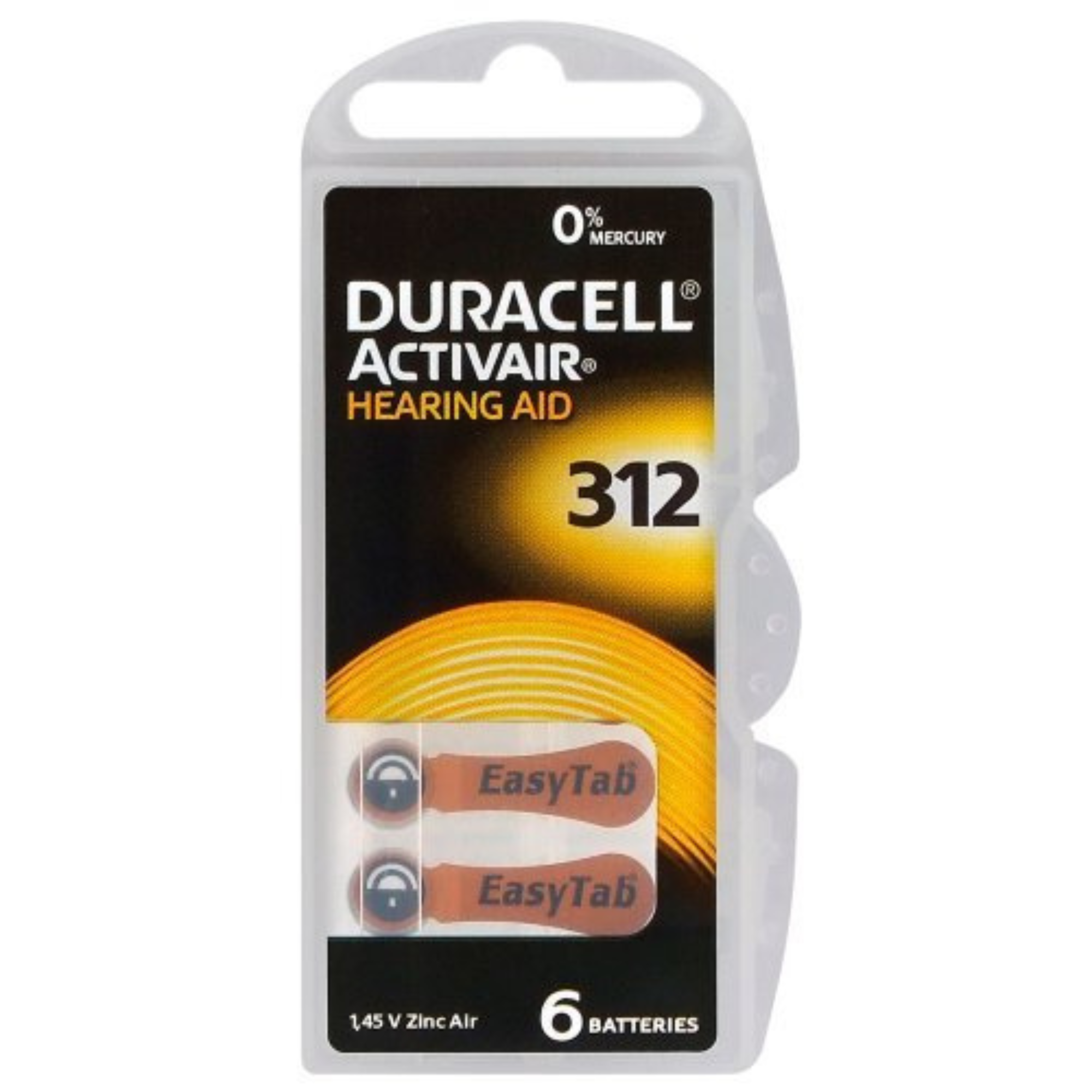 Duracell ACTIVAIR Hearing Aid Batteries [312] 6 Capsules DURACELL Mercury-Free Batteries Made in Germany Parallel Import