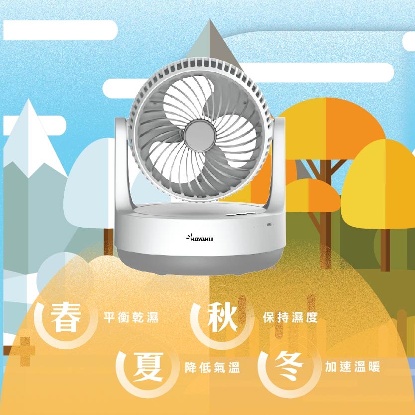 Hayaku -【微風小涼伴】WINDY無線雙頭渦輪風扇｜360度循環 前後出風 戶外必備