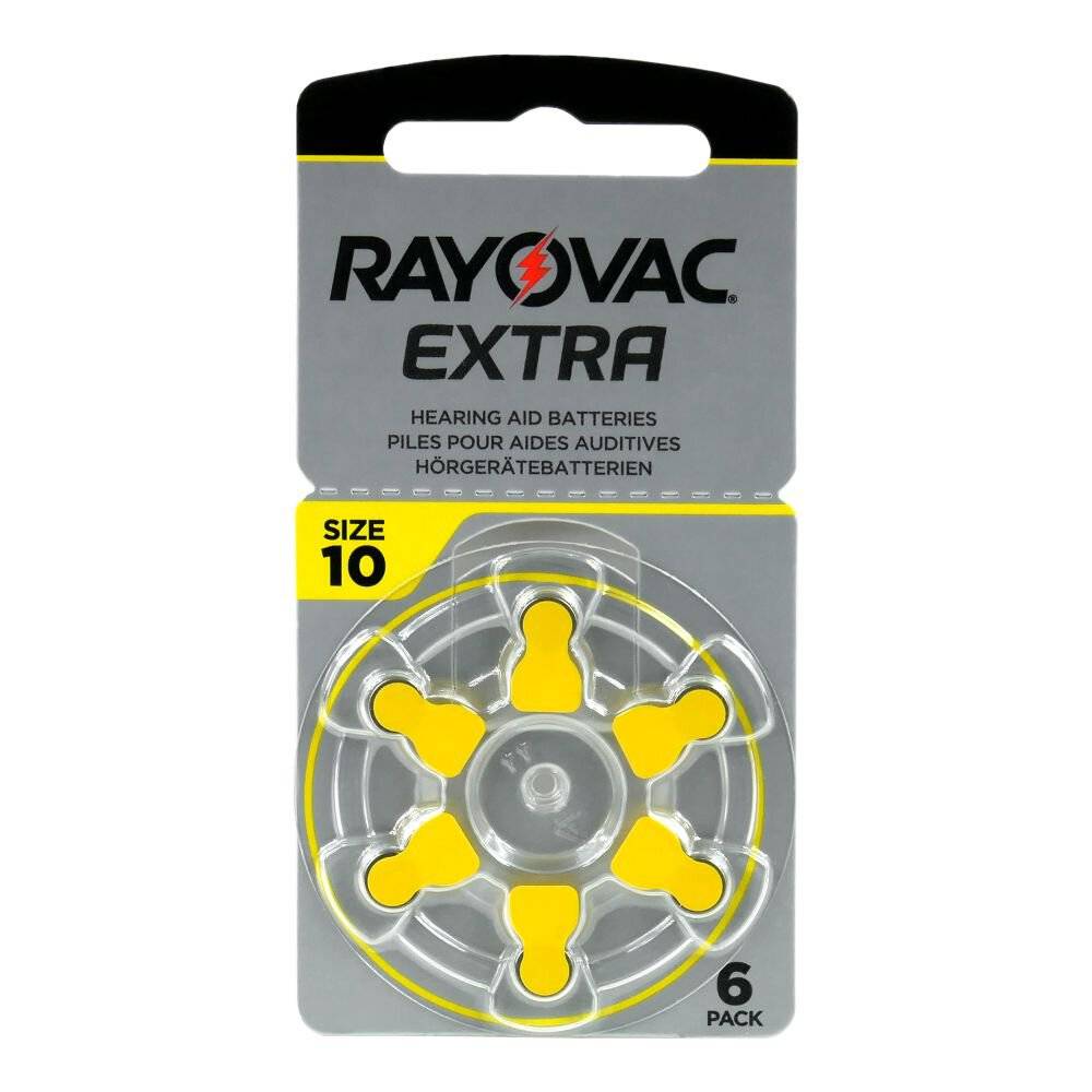 Rayovac Extra Advanced Hearing Aid Batteries 10 (PR70) 6pcs Card Pack Made in UK Parallel Import