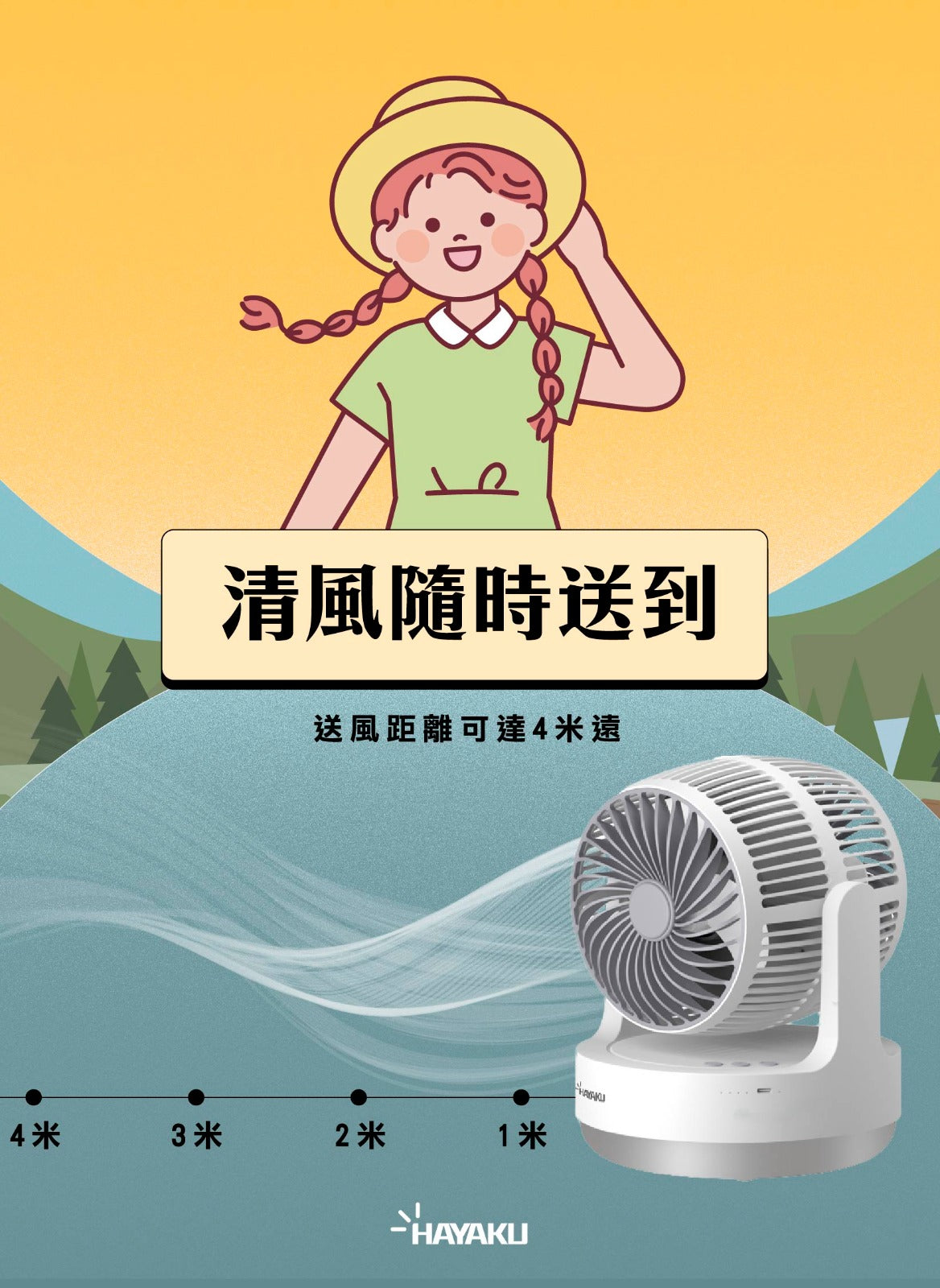 Hayaku -【微風小涼伴】WINDY無線雙頭渦輪風扇｜360度循環 前後出風 戶外必備