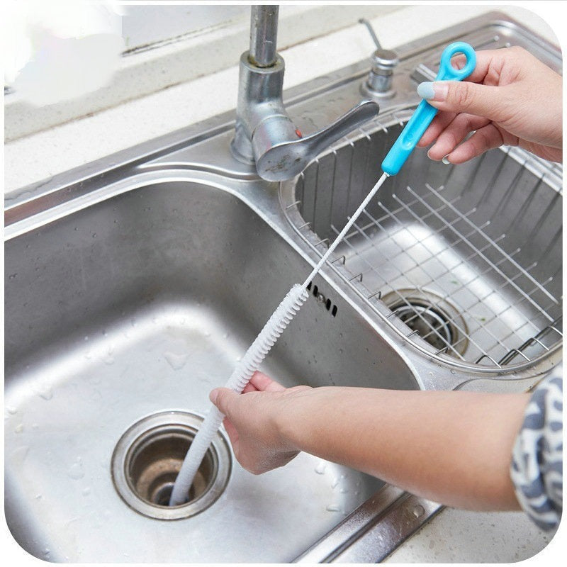 Pipe sink bendable cleaning brush
