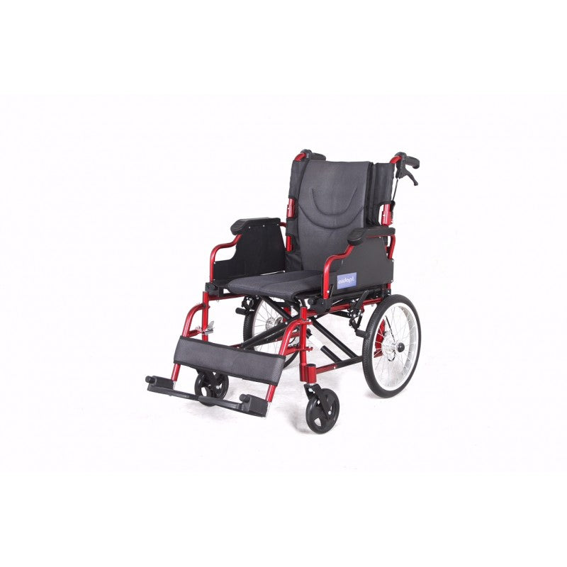 Aidapt Deluxe Aluminum wheelchair with foldable backrest - red