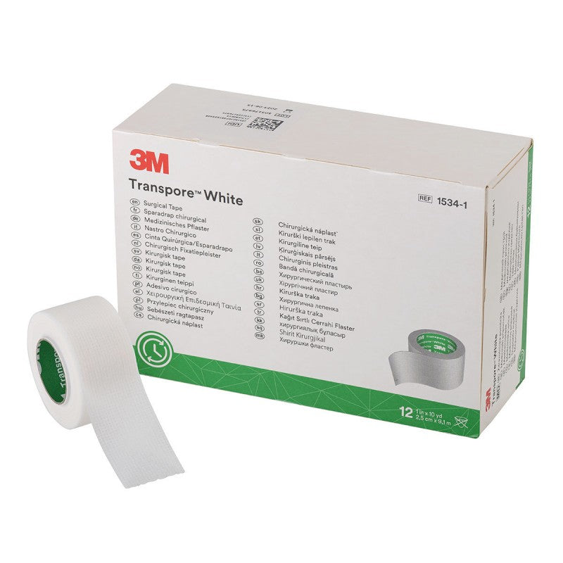 3M™ Transpore™ White Doctor's Easy-Tear Tape 1"#1534-1