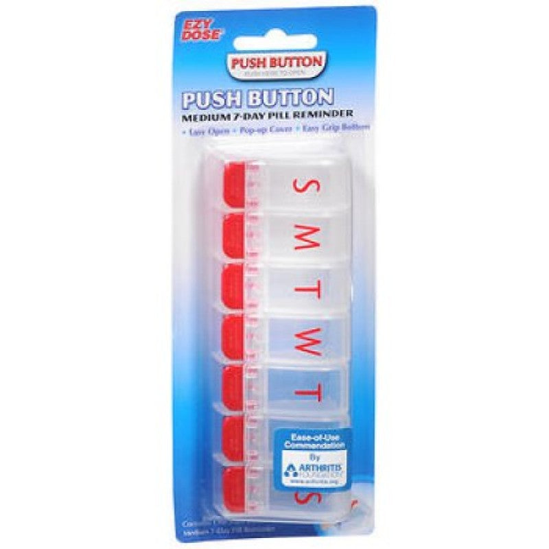 Ezy Dose 7-Day Pill Box-Button Switch (1 time a day) 7-Day Push Button Medtime Planner 