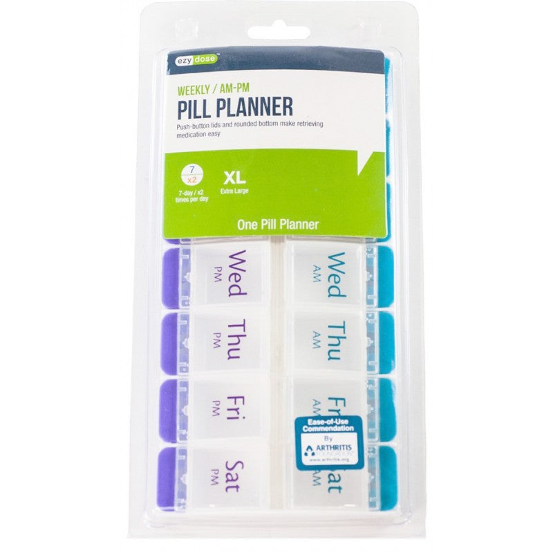 Ezy Dose 7-day XL Push Button Pill Planner (2 times a day) AM/PM 7-day XL Push Button Pill Planner