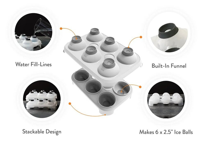 Sveres jumbo - Round cold drink ice balls｜Big whiskey ice balls｜Ice molds｜Silicon ice trays｜BPA free｜2.5"｜6.3 cm