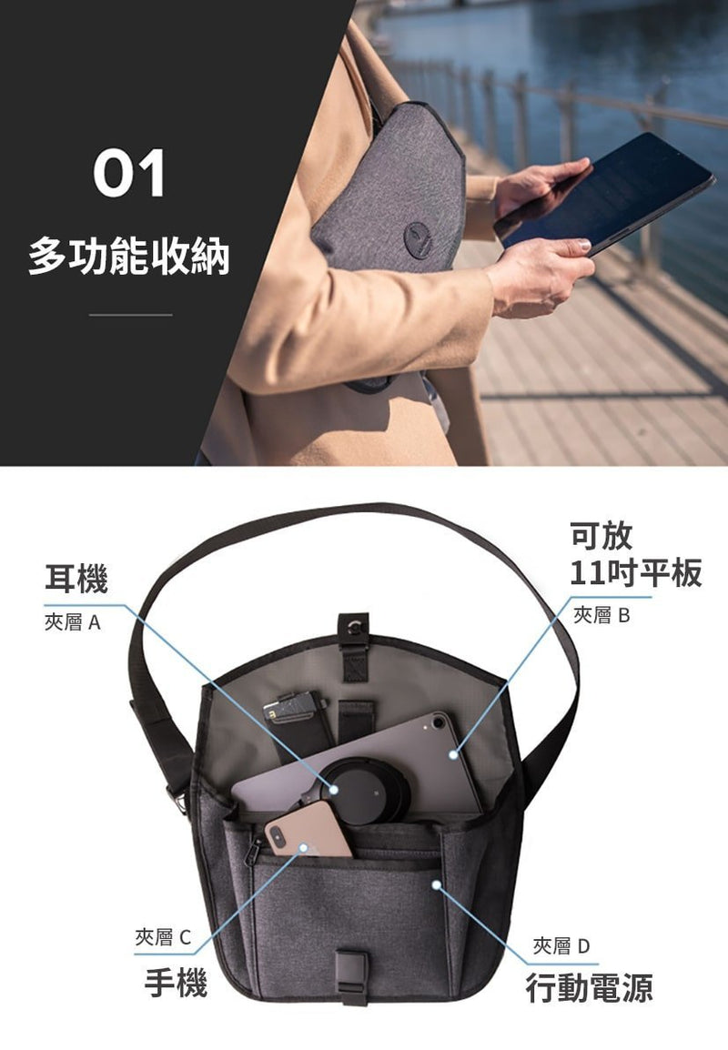 澳洲 ALPAKA - ALPHA Messenger 多功能防盜斜肩郵差包 - 灰色