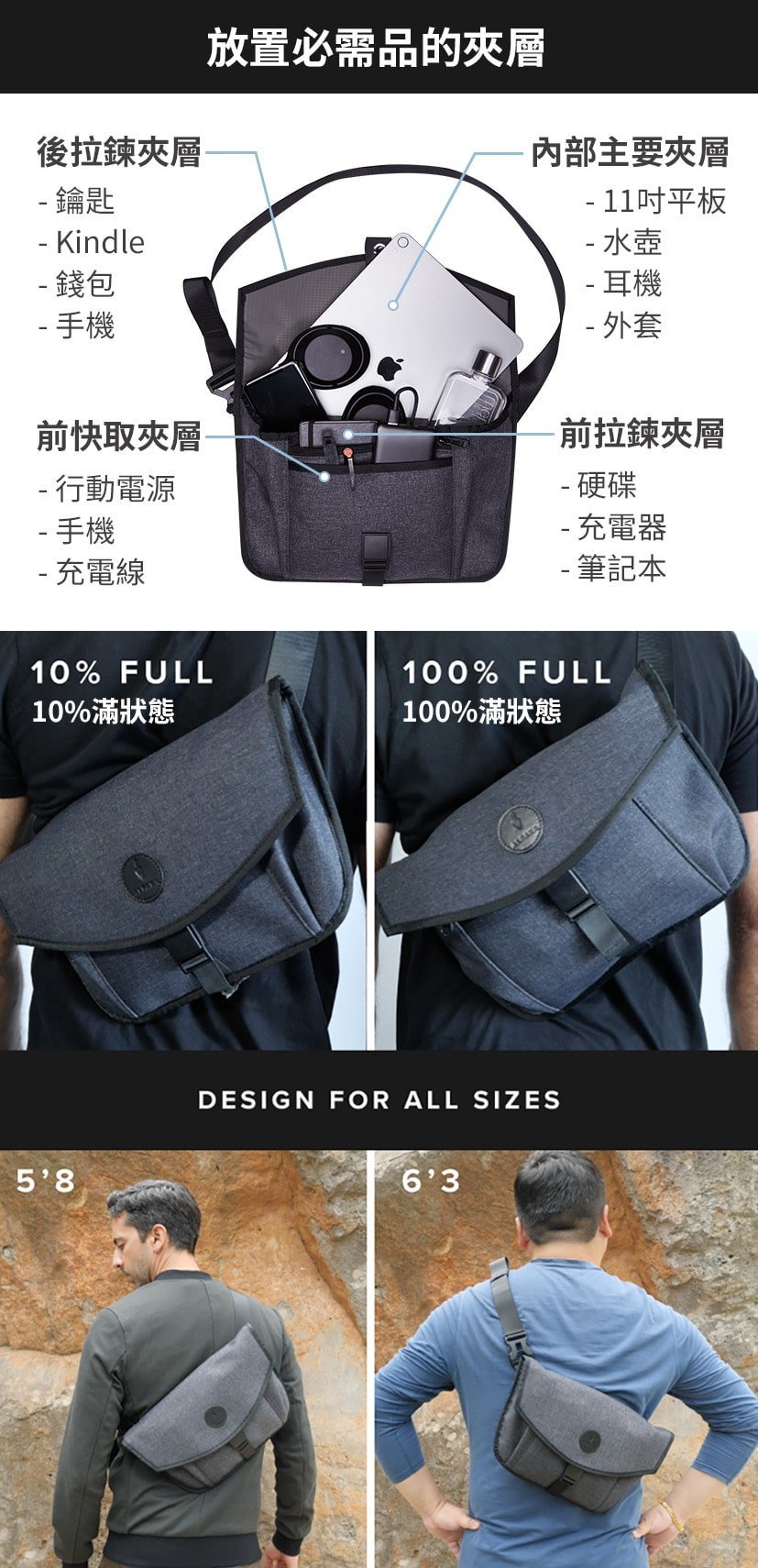 Australia ALPAKA - ALPHA Messenger multifunctional anti-theft cross-shoulder messenger bag - gray
