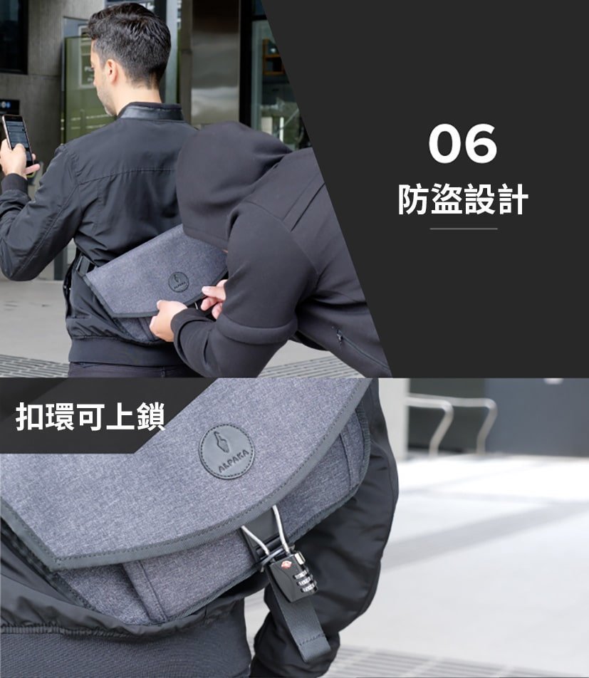 Australia ALPAKA - ALPHA Messenger multifunctional anti-theft cross-shoulder messenger bag - gray