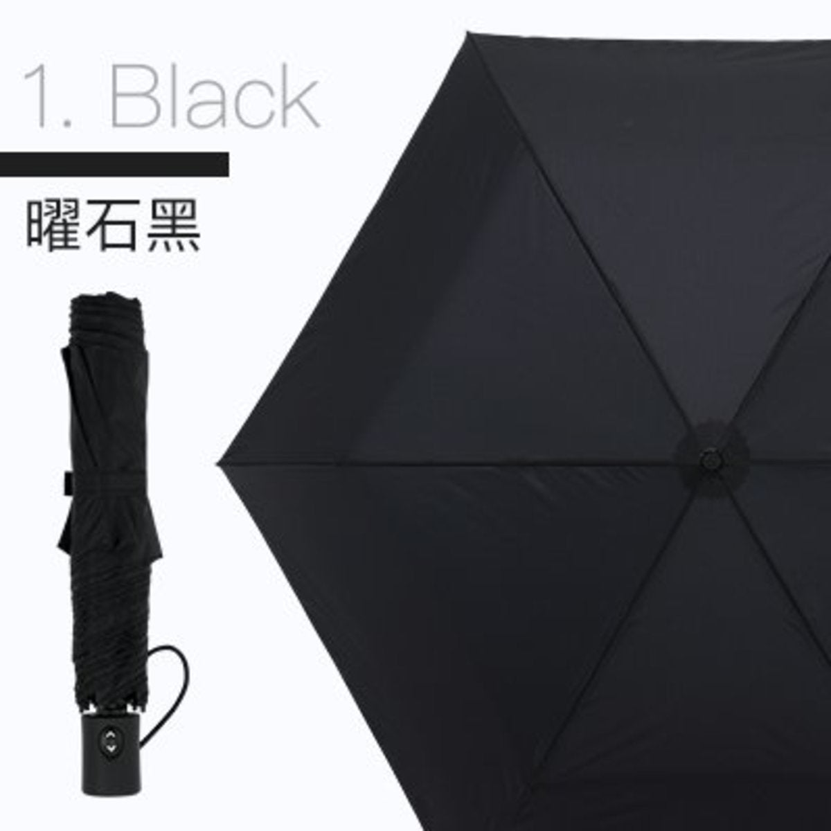 Amvel - VERYKAL Ultra-light one-touch automatic folding umbrella｜water cover｜automatic switch cover｜sunscreen｜sunshade｜bone-shrinking cover｜164g｜windproof - Obsidian Black