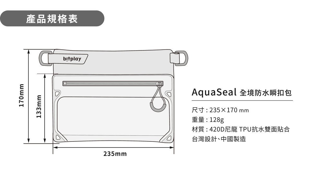 Bitplay - AquaSeal Waterproof Snap Bag - Cement Gray