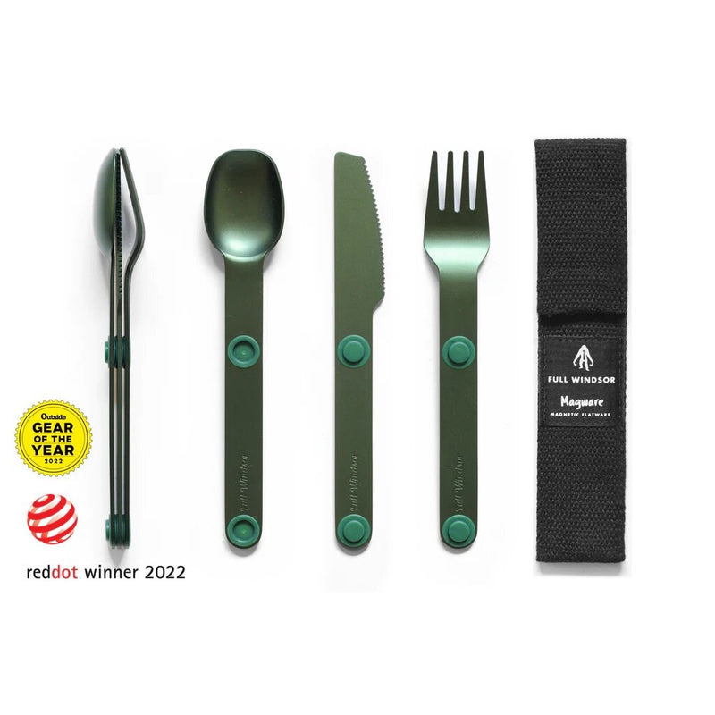 Full Windsor - Magware Environmentally Friendly Magnetic Tableware｜Camping Tableware Set｜Portable｜Travel Tableware｜Magnetic Tableware｜Knife｜Fork｜Spoon｜Storage Bag- Charcoal Black