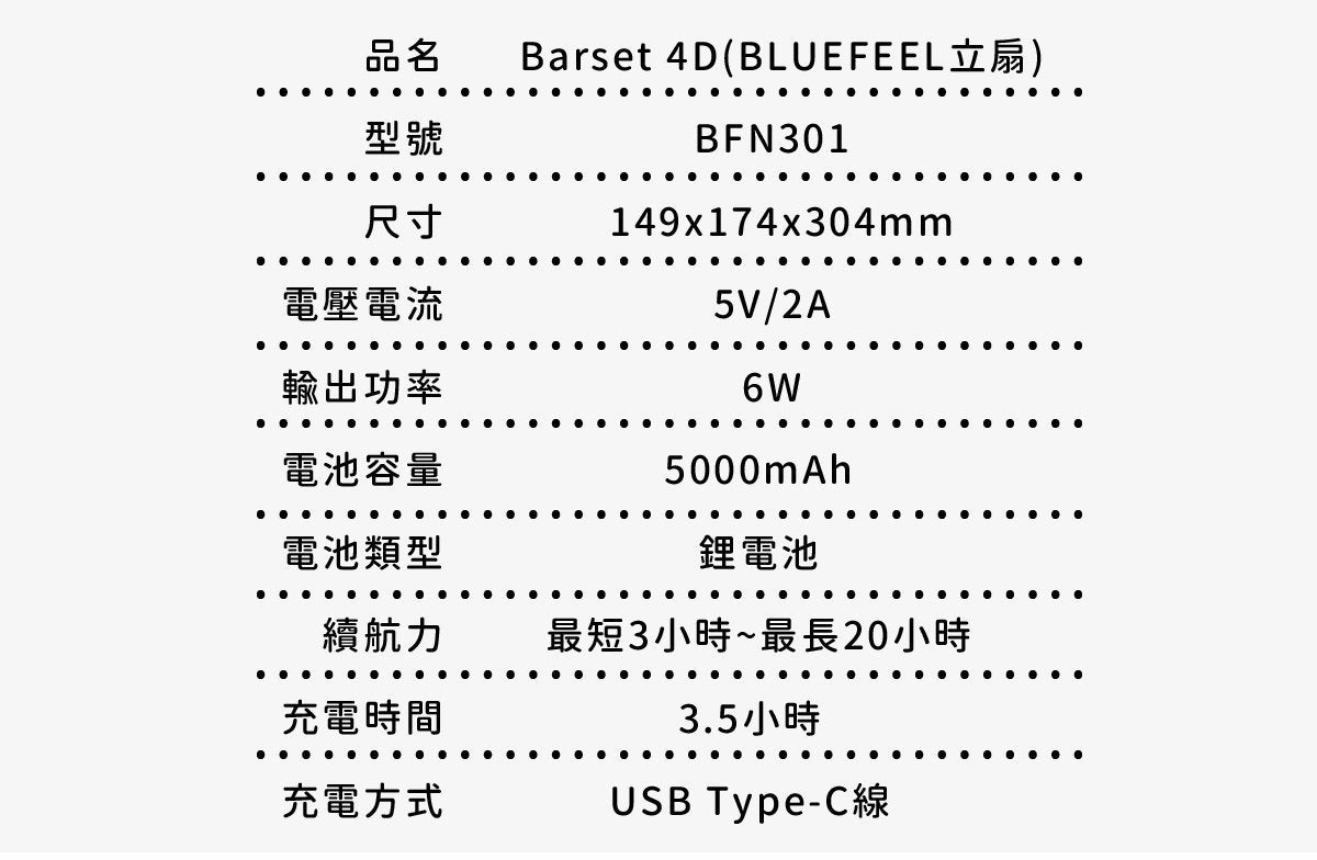 Bluefeel - 韓國 BLUEFEEL Barset 4D 無線搖頭風扇 - 白色【香港行貨】