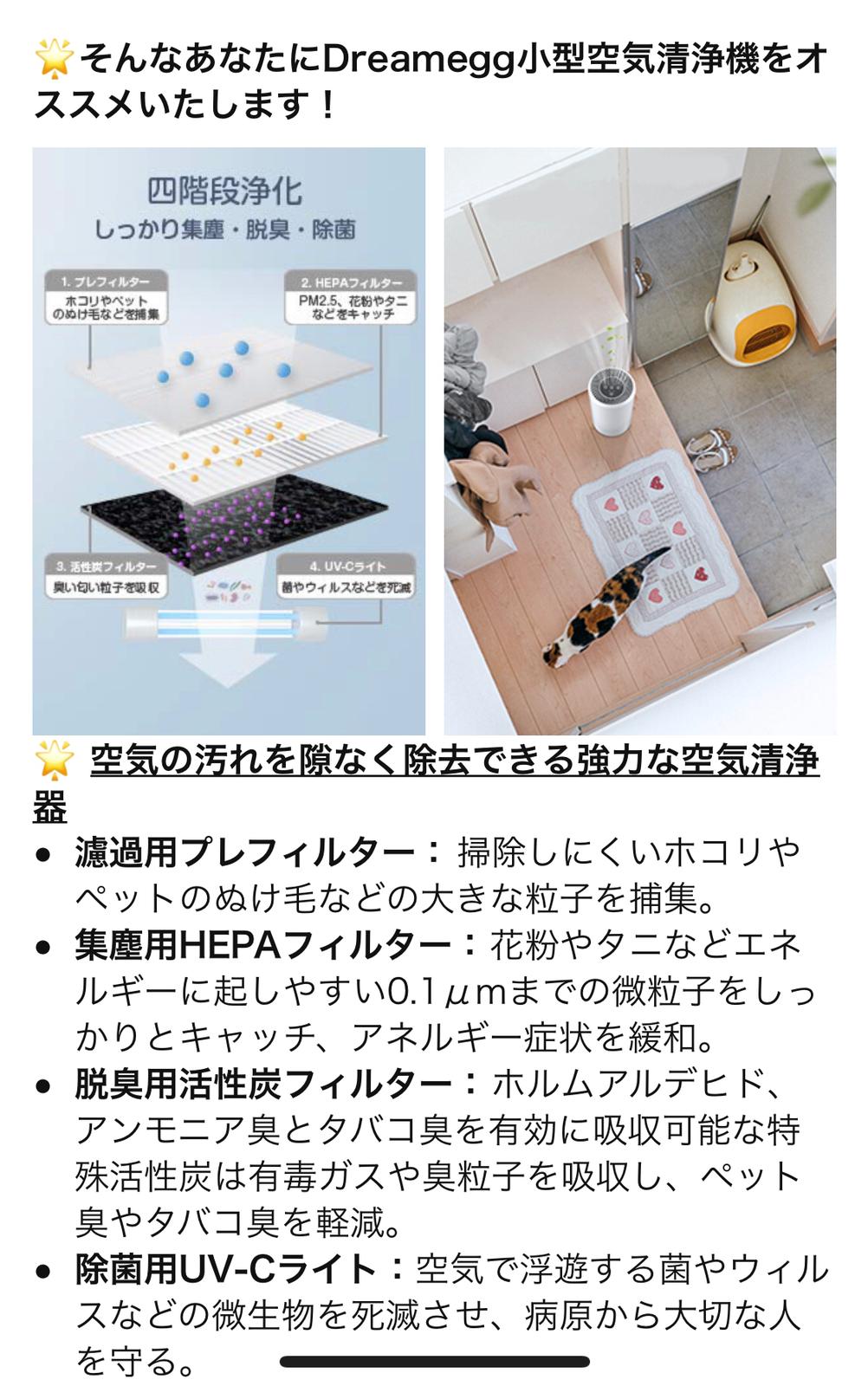 Dreamegg - 日本 DREAMEGG CF-8010 小型空氣清淨機【香港行貨】