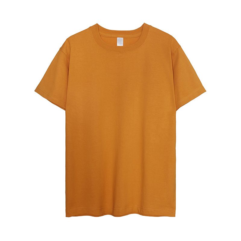 日系美式純棉300磅重磅復古純色圓領打底男女T恤
