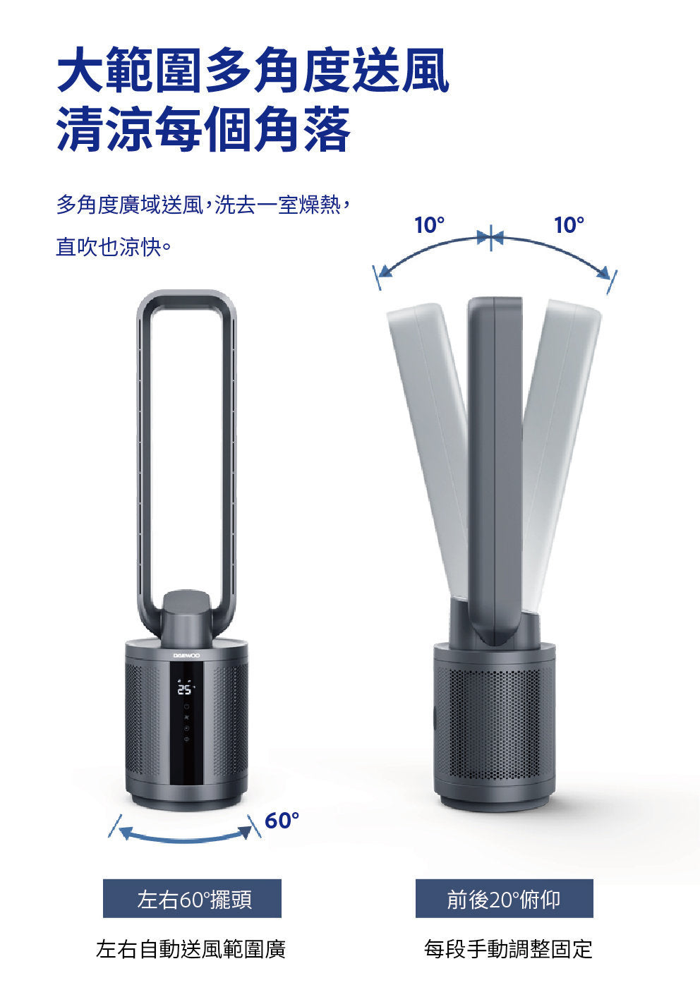 DAEWOO - F9 MAX 負離子空氣淨化無葉風扇【香港行貨】