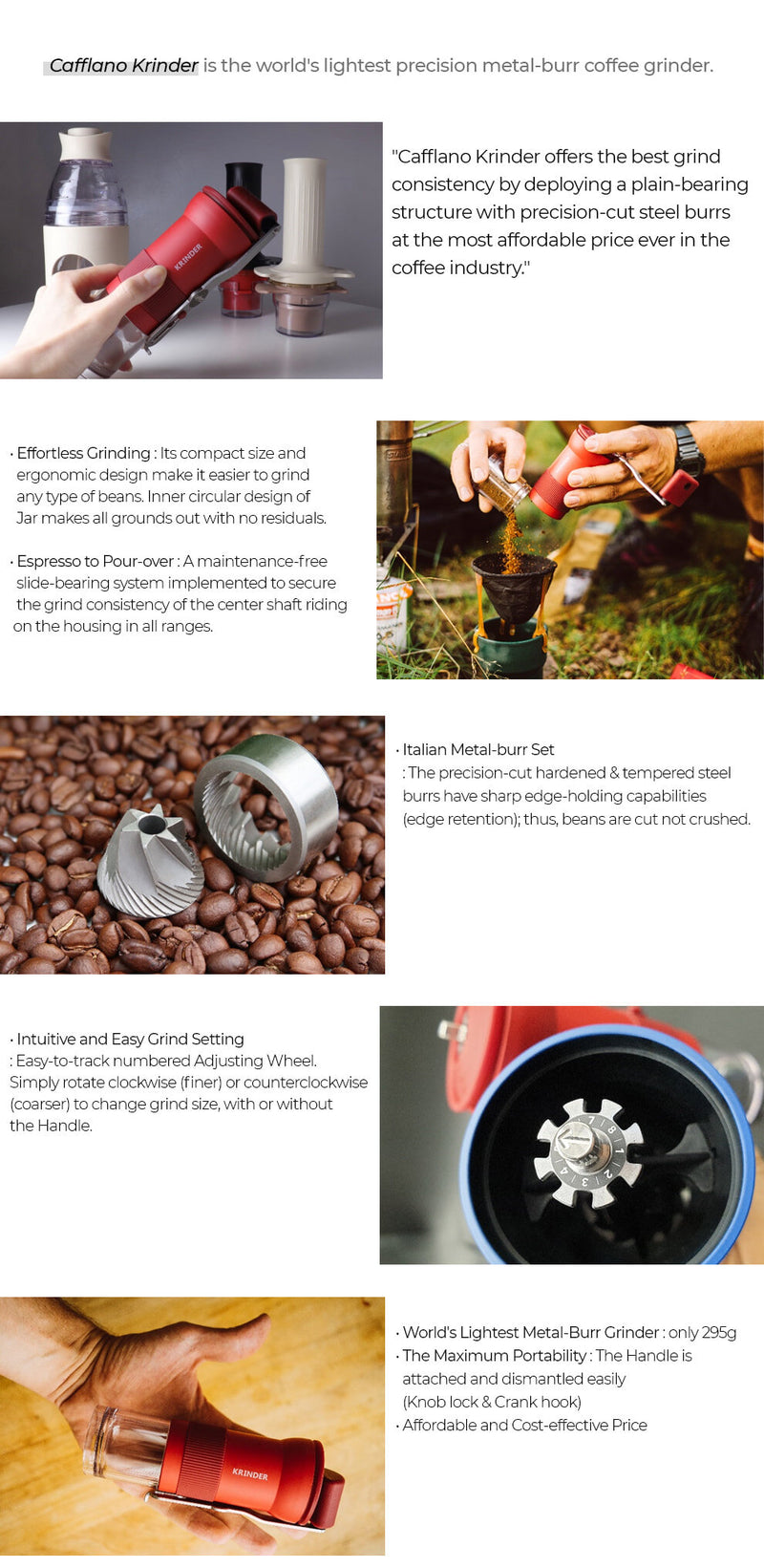 Cafflano - Krinder coffee manual grinder｜Hand grinding beans