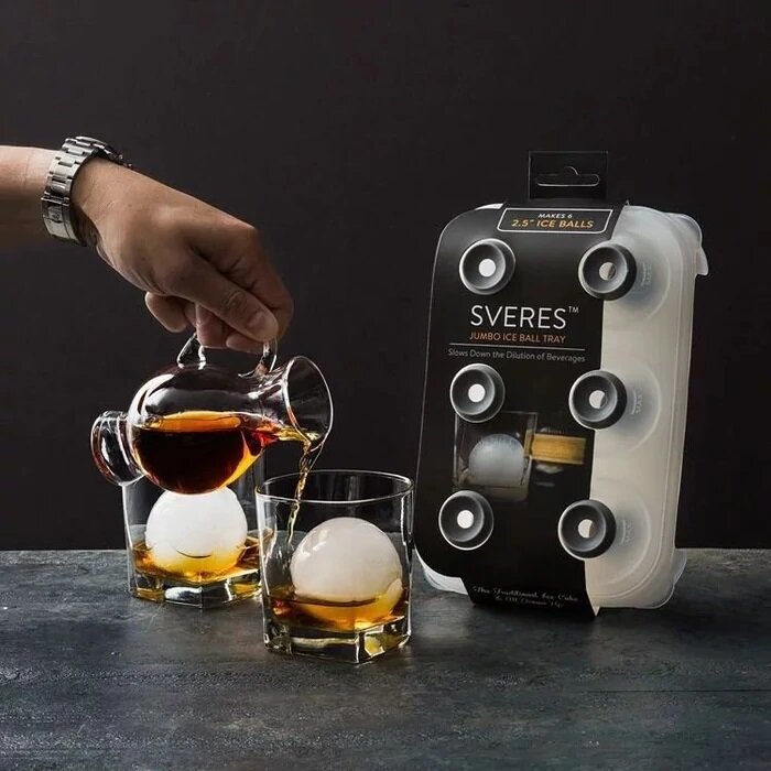 Sveres jumbo - Round cold drink ice balls｜Big whiskey ice balls｜Ice molds｜Silicon ice trays｜BPA free｜2.5"｜6.3 cm