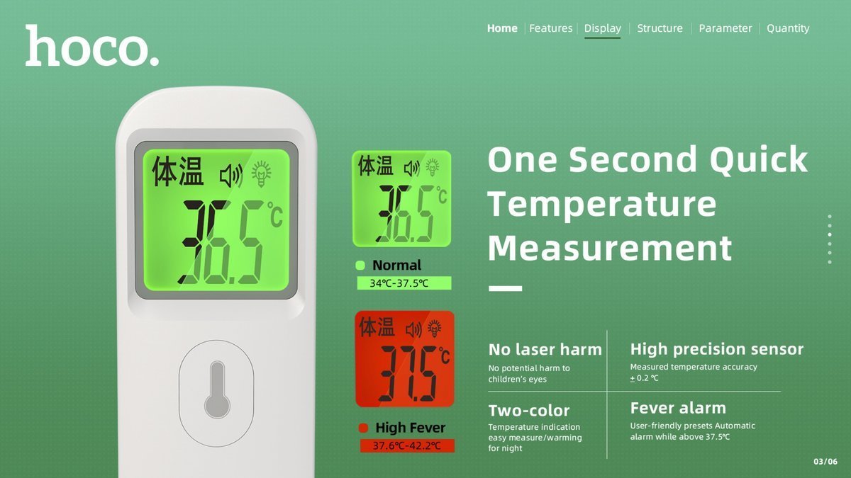hoco. - [Hong Kong licensed product] Non-contact infrared thermometer (forehead thermometer) FD-01MD