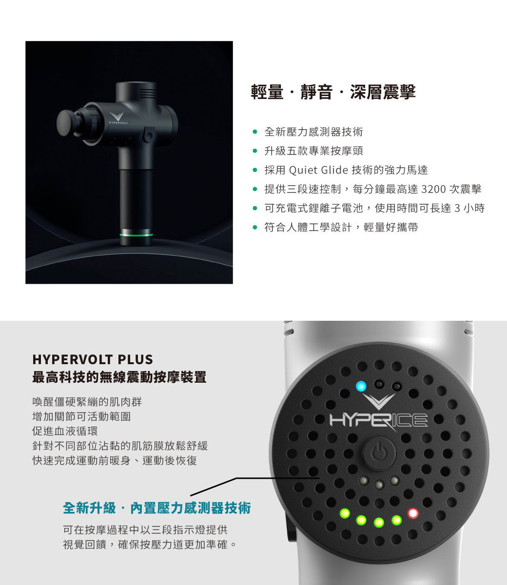 Hyperice - Hypervolt Plus 深層肌肉治療按摩槍 - 黑色【香港行貨】