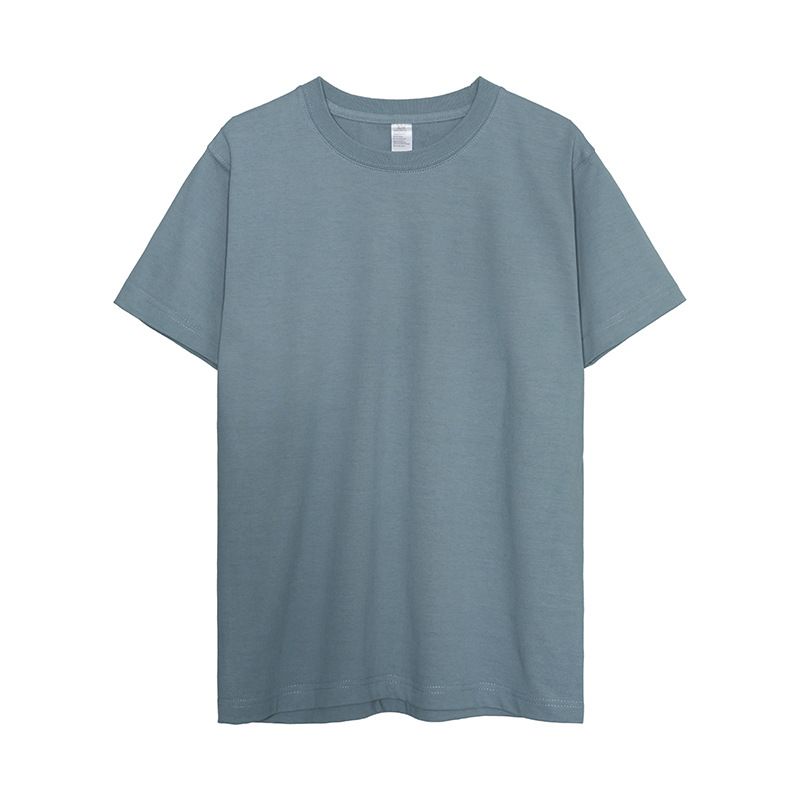 日系美式純棉300磅重磅復古純色圓領打底男女T恤