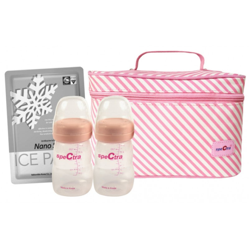 SPECTRA 9+ Rechargeable Double Breast Pump v Ice Pack Milk Storage Set