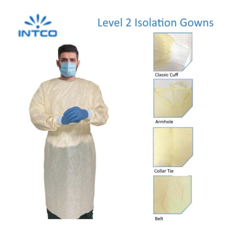 Intco Isolation Gown - Yellow color Intco Isolation Gown - Yellow color一次性隔離保護衣【每套10件】