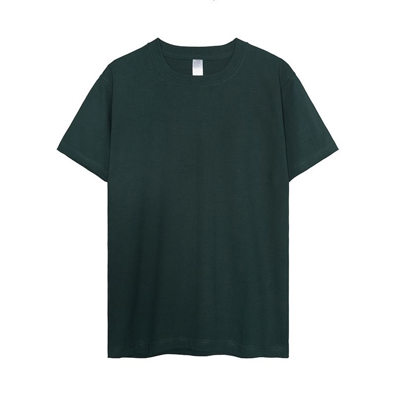 日系美式純棉300磅重磅復古純色圓領打底男女T恤