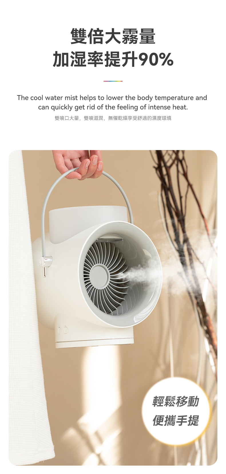 Newedo - Movable Shaking Water Cooled Light Fan｜Mobile Air Conditioner｜Air Cooler｜Portable WT-F50