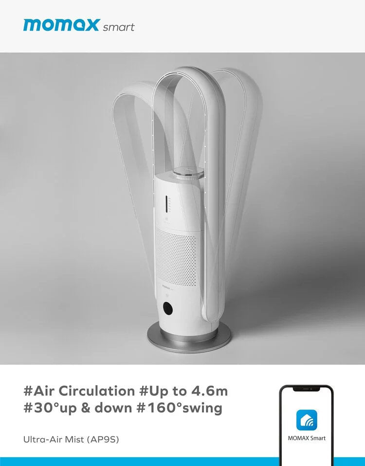 MOMAX - AP9S Ultra-Air Mist IoT Smart UV Air Purification and Humidification Fan