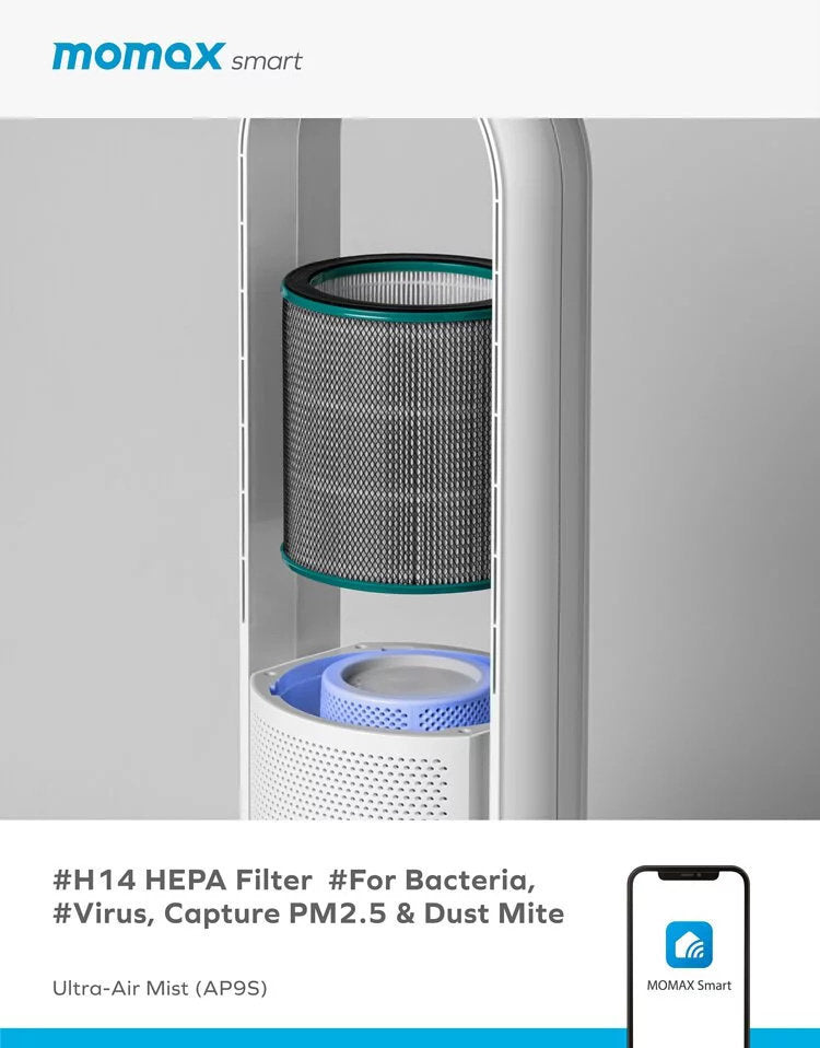 MOMAX - AP9S Ultra-Air Mist IoT Smart UV Air Purification and Humidification Fan